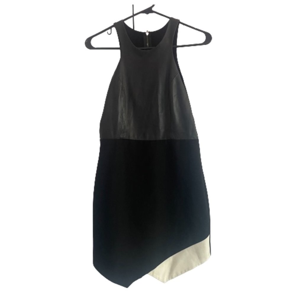 Mason - Black Leather Dress w/ White Trim